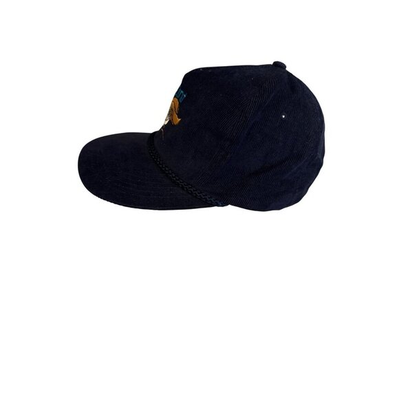 Vintage April Point Navy Corduroy Snapback Hat By Headline Headwear - Picture 2 of 5